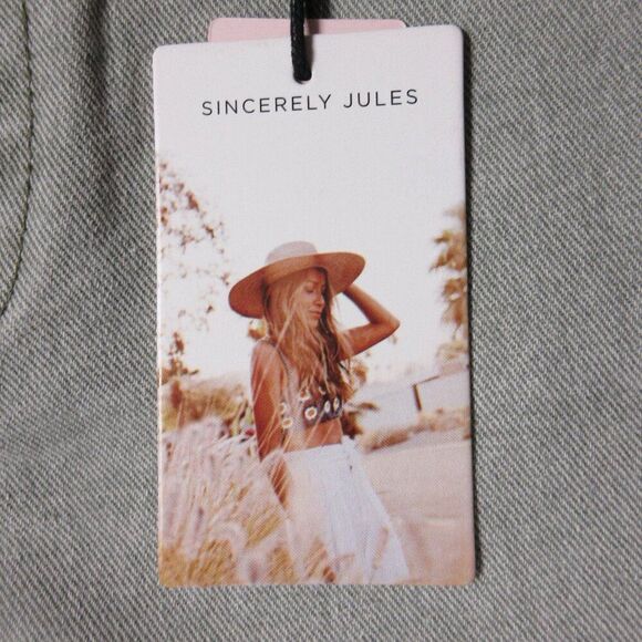 SINCERELY JULES High Rise Pale Green Denim Jean Shorts Sz 13/30 Cut Off Hem NWT - Picture 4 of 12